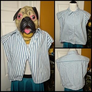 VERO MODA DENIM, striped boxy, button up top!!